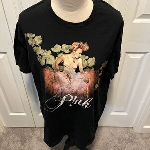 Next Level Pink size XL Black Graphic T-Shirt with Pink Design